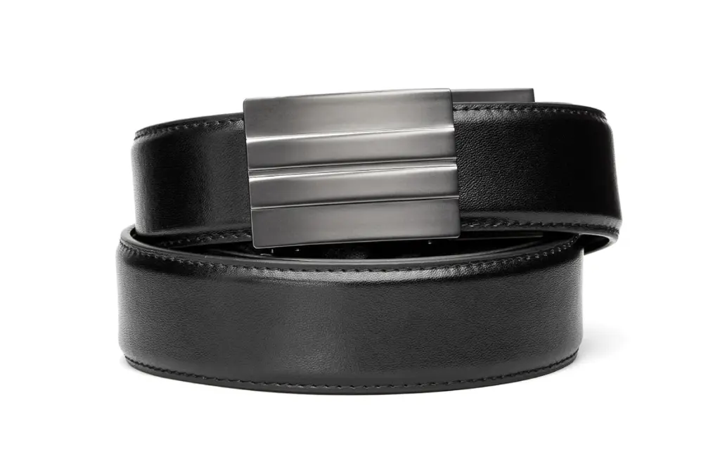 Black Leather Gun Belt 1.5 X2 Gunmetal 24-44"