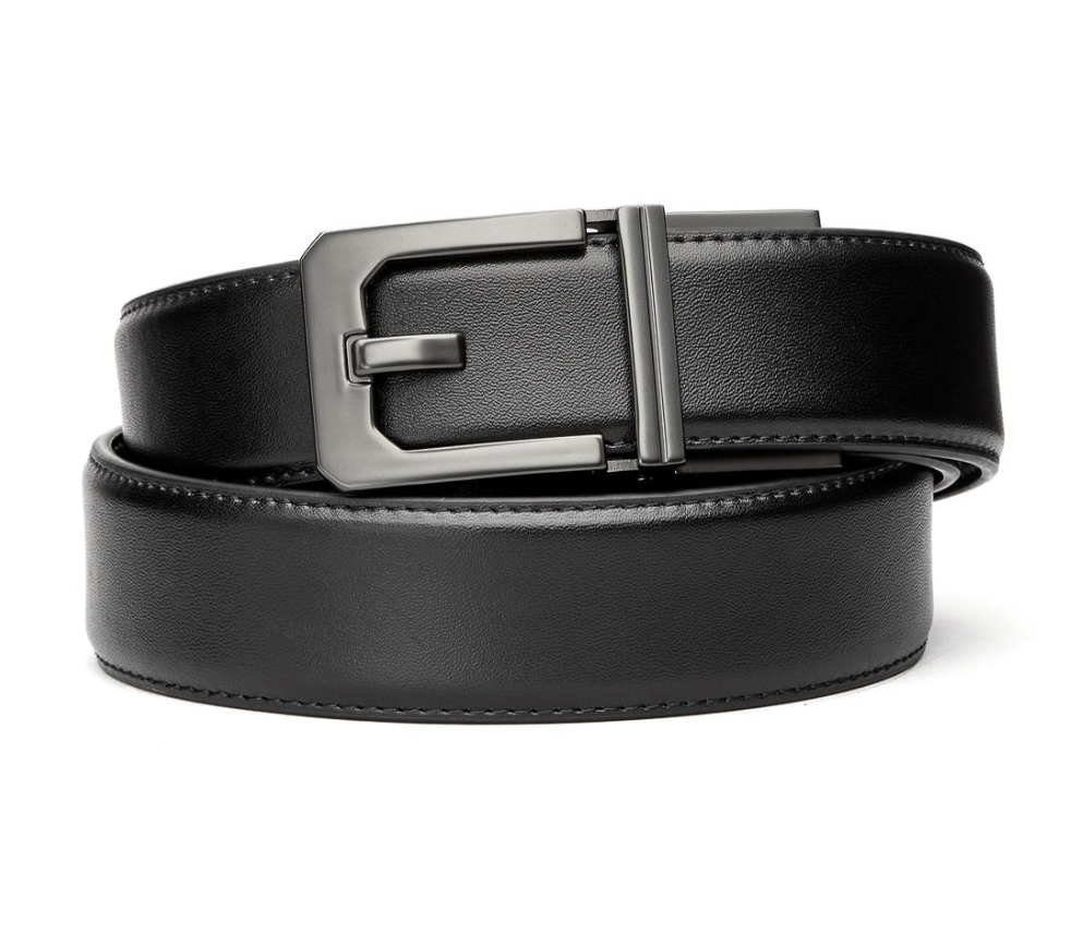 Black Leather Gun Belt X3 Buckle (Nickel Free) KORE