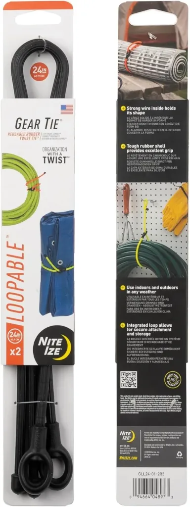 Nite Ize Gear Tie® Reusable Rubber Twist Tie™ 24 in. - 2 Pack  (Black)
