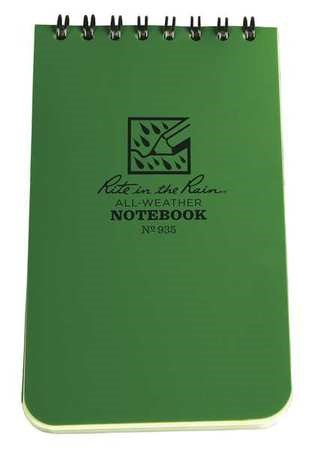 [935] Top Spiral Notebook 3x5'' (Green) Rite In The Rain