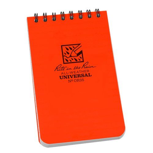 Top Spiral Notebook 3x5'' (Orange) Rite In The Rain