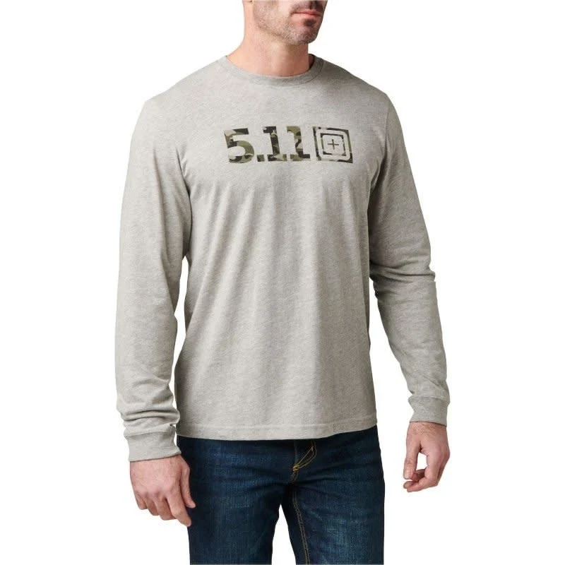 Camo Logo Fill Long Sleeve Tee (Heather Grey) Medium