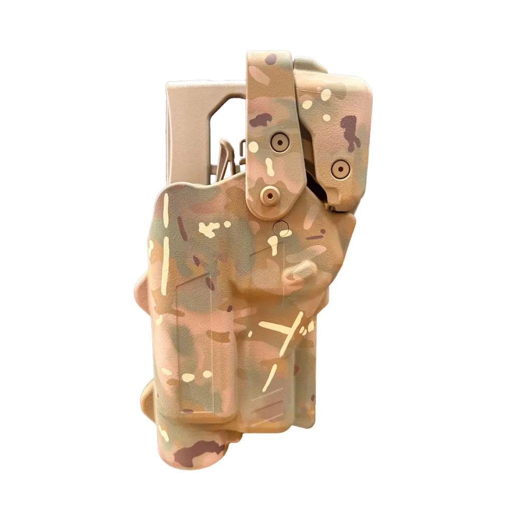 [R3-M-0057-MC-RH-LL-A0-B] Rapid Force Level III Duty Holster for Glock 17/19/45 MOS - Mid Ride Belt Slide - Large Light (Multicam) (Rechts)
