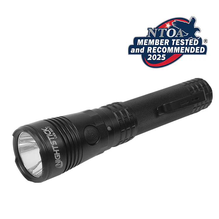 [USB-588-T] Turbo High Candela USB Dual-Light Rechargeable Tactical Flashlight Nightstick (Black)