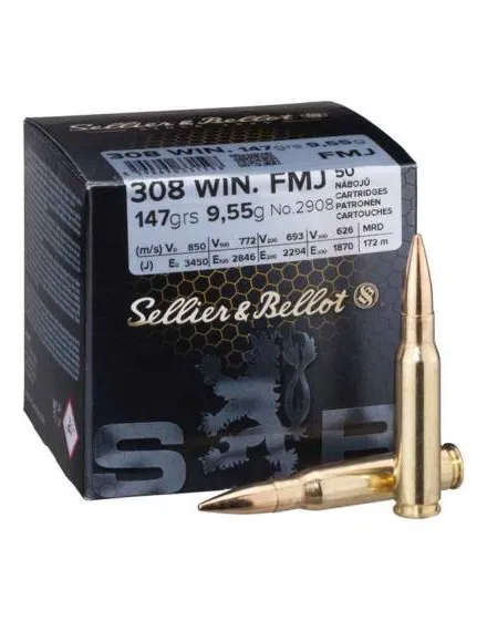 Sellier & Bellot 308 Win 147gr FMJ (50pcs) Bulk Pack