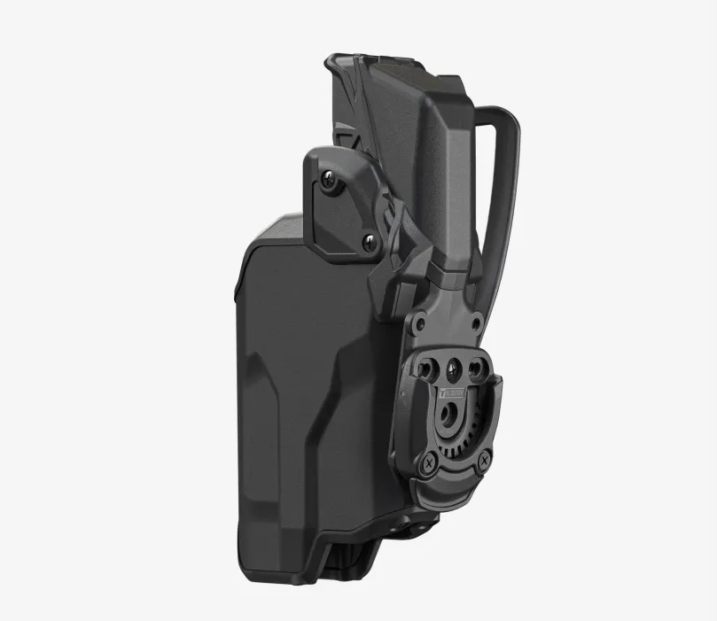 Valor Level III Duty Holster for Glock w/ light | Button Cover | Optic Schroud Large | Front plate w/ Tek-Mount Mini | Standard End Cap | 1/4" Offset Adapter | Valor Duty Drop w/ Thigh Strap (Black) Blade-Tech