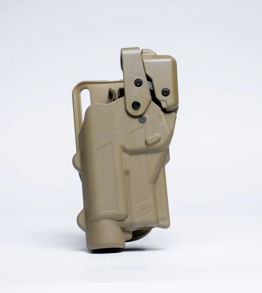 [R3-M-0057-TN-RH-LL-A0-B] Rapid Force Level III Duty Holster for Glock 17/19/45 MOS - Mid Ride Belt Slide - Large Light (Tan) (Rechts)