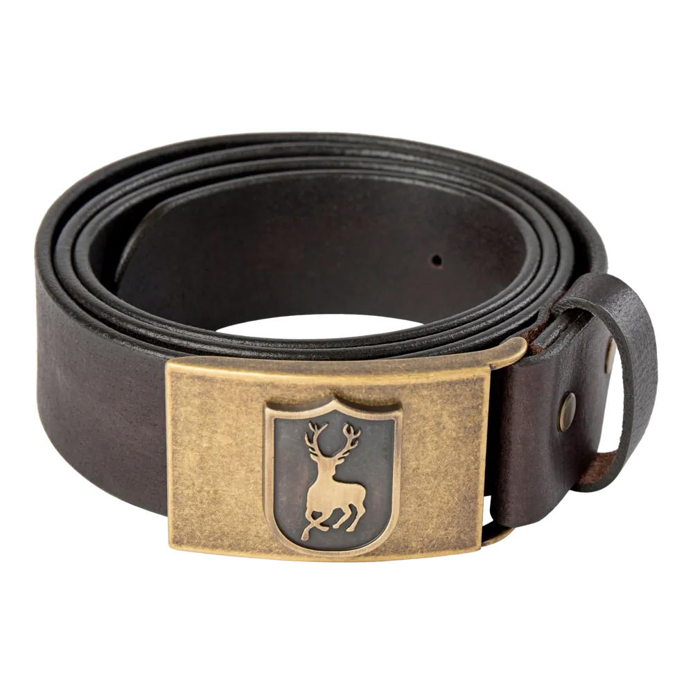 [8112-583-115 CM] Leather Belt (Dark Brown) Deerhunter
