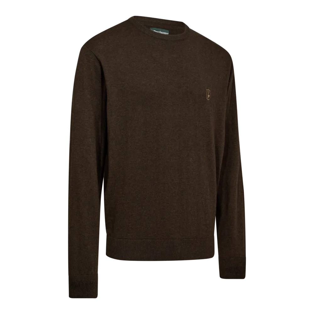 [8117-595-S] Harrington O-neck Knit (Brown Melange) Deerhunter (S)