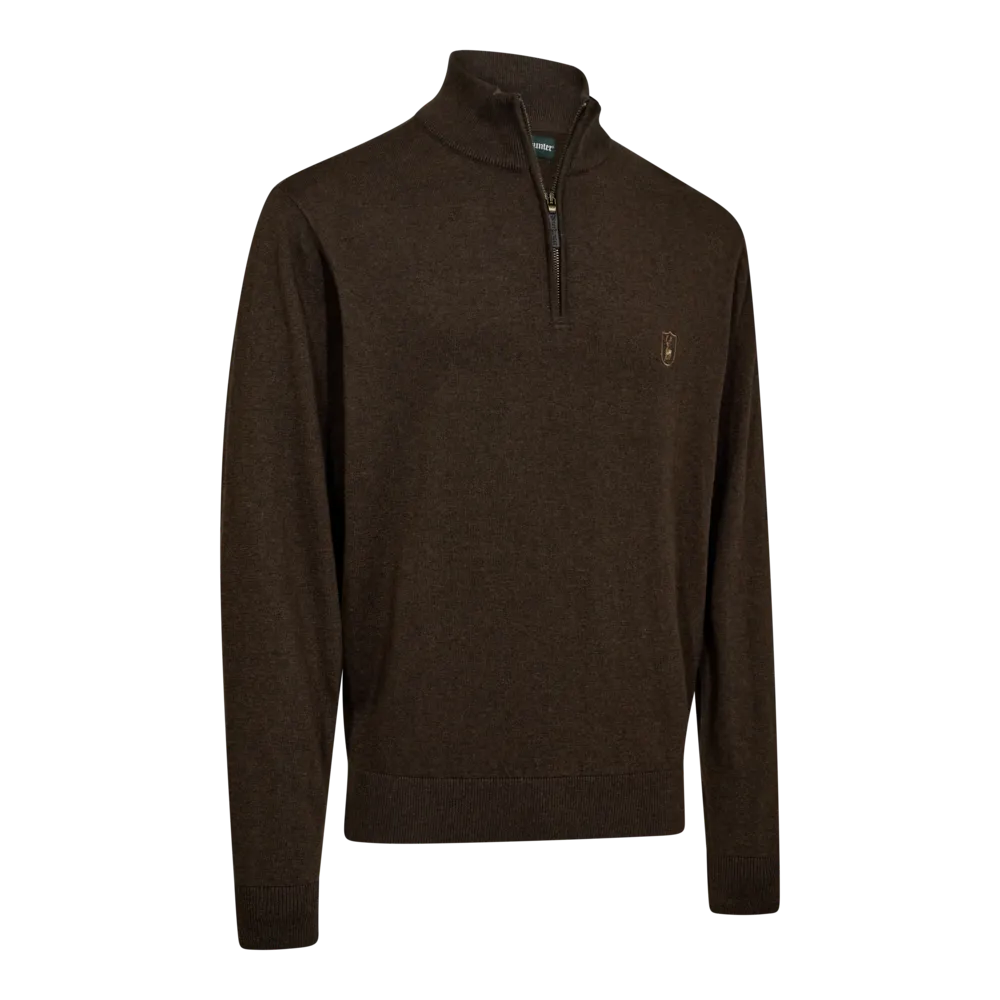 [8119-595-S] Harrington ½-Zip Knit (Brown Melange) Deerhunter (S)