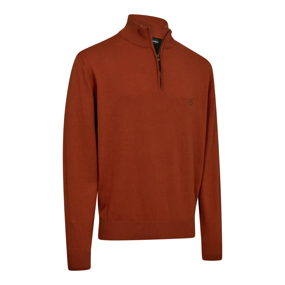 [8119-611-S] Harrington ½-Zip Knit (Oak Rust Melange) Deerhunter (S)