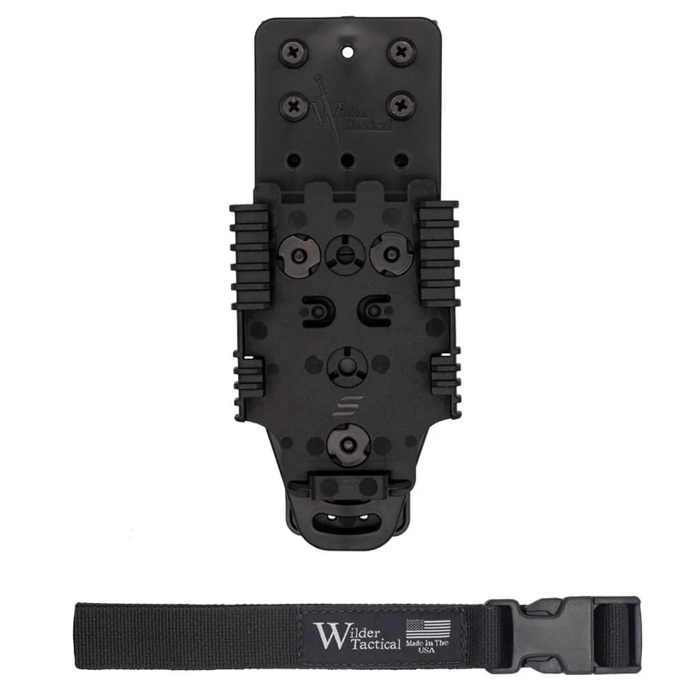 [MHPBKQLSBK1PUABMC-LH] Multi Holster Platform Kit V2 (Black Leg Strap) Wilder Tactical (QLS Receiver Plate, Plastic Buckle, Gauche)
