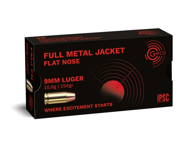 Full Metal Jacket Flat Nose 9mm Luger 10,0g/154gr subsonic (50 stuks) Geco