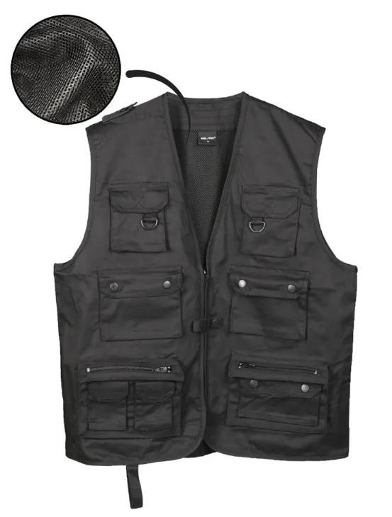 Hunting and Fishing Vest w/Mesh Lining (Black) Mil-tec