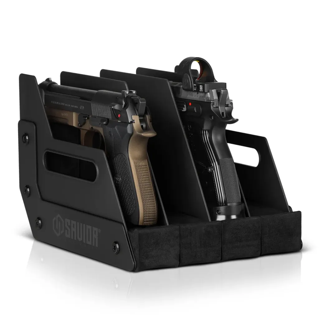 Mobile Pistol Storage Rack w/ Handle - 4/6/8/12 Slots (Black)