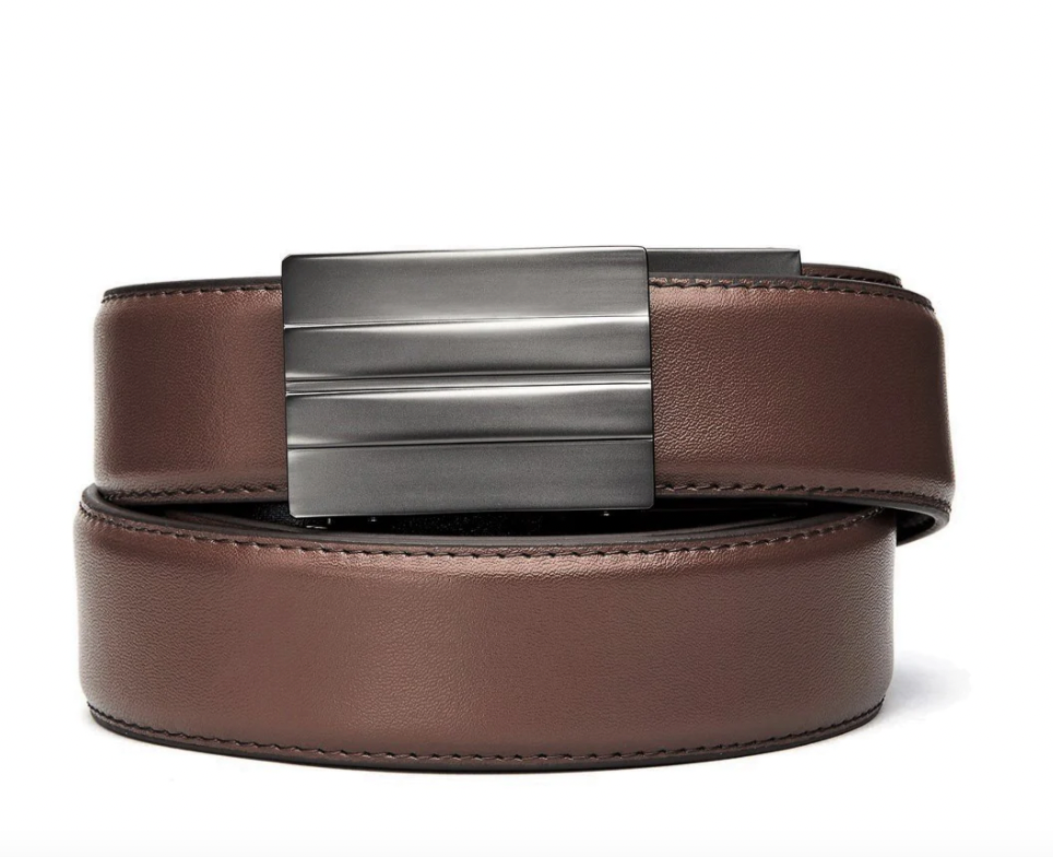 Brown Leather Gun Belt 1.5 X2 Gunmetal 24-44"